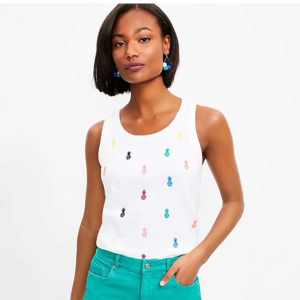 NWOT LOFT Lightweight multicolor pineapple sweater tank